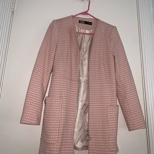Pink Gingham Print Blazer